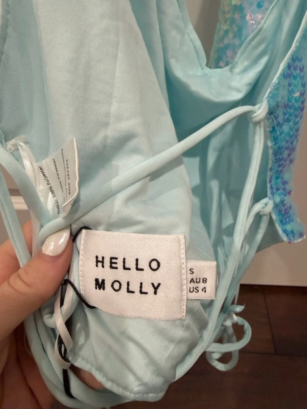 Hello Molly Aqua Iridescent Sequin Mini Skirt Set - Picture 6 of 6